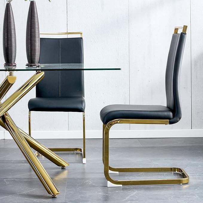 AZmac Modern Leather Dining Chairs Set of 4,Armless Kitchen Chairs,Dining Roo...