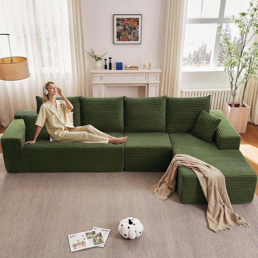 135" Cloud Sectional Couch with L-Shape Chaise, Modern Modular Comfy Sof...