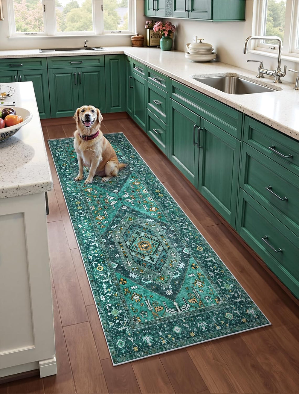 SERISSA Boho Kitchen Runner Rug, 3x7 Washable Non-Slip Runner Rug