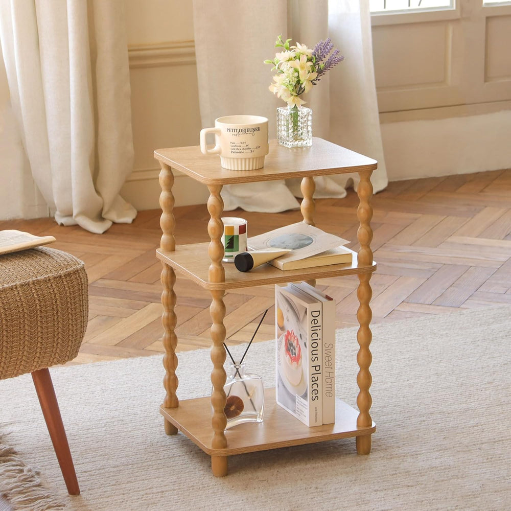 Fultyle End Table, Modern Side Table with 3 Tier Open Shelf, Small Table Bed ...