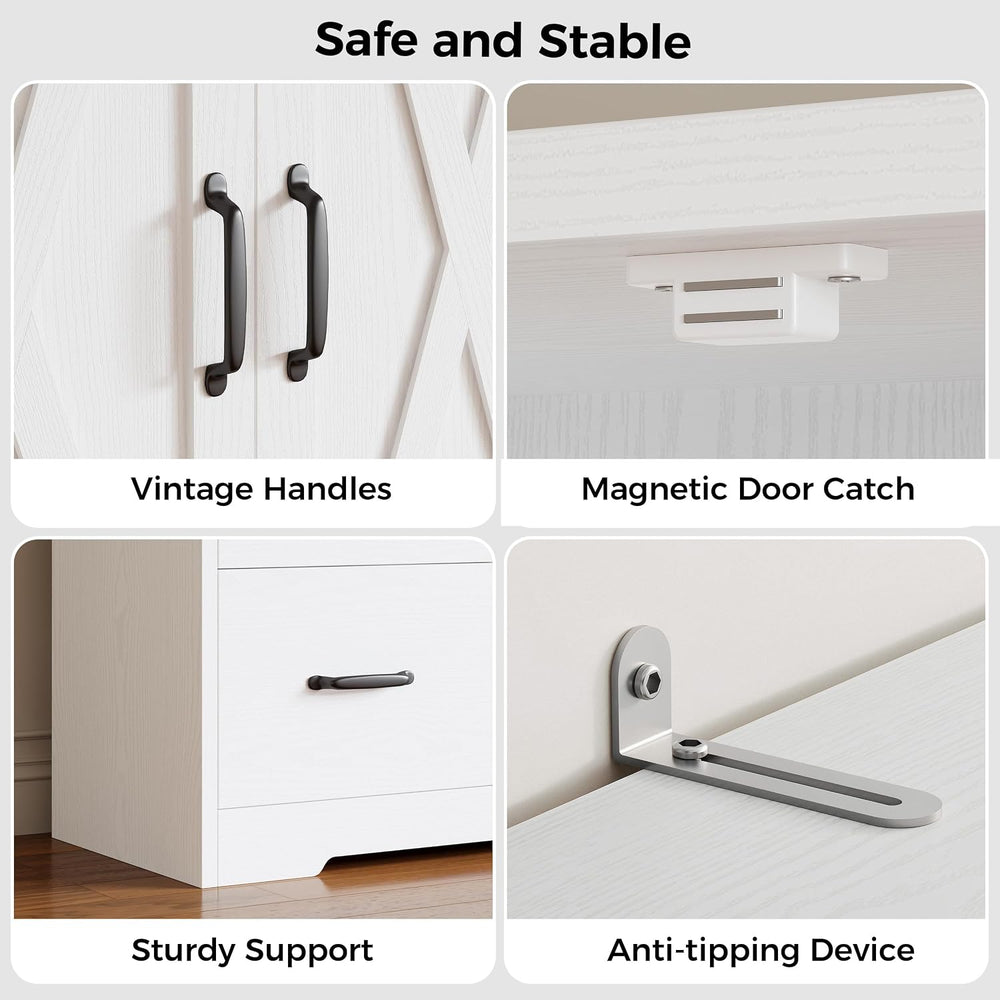 IRONCK Pantry Cabinet, Kitchen Storage Cabinet with 3 Door & Drawer, White