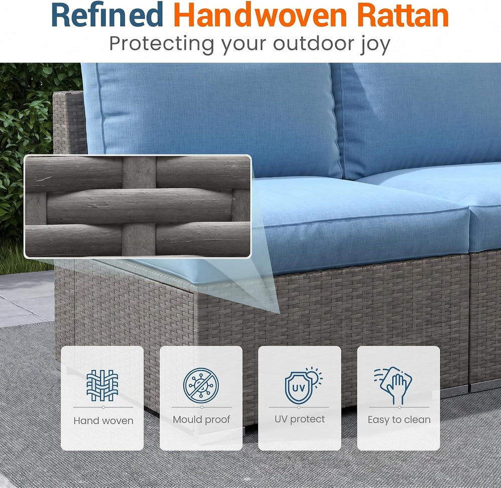 Wisteria Lane Outdoor Sofa, 2 Pieces Wicker Patio Furniture Set with Washable...