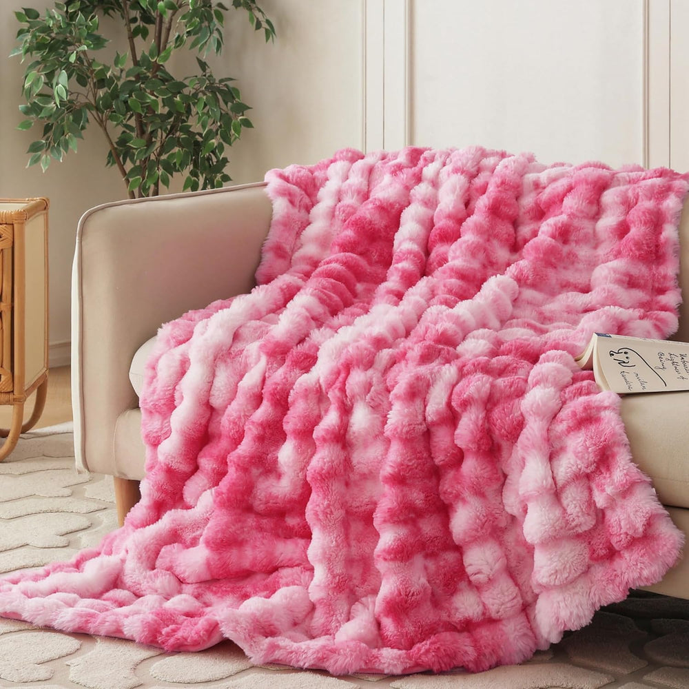 COOVA Faux Fur Throw Blanket for Couch, Cozy Soft and Fuzzy Plush Rabbit Fur
