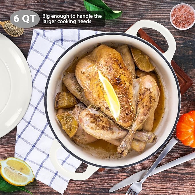 E-far 6 Quart Dutch Oven, Enameled Cast Iron Dutch Oven Pot
