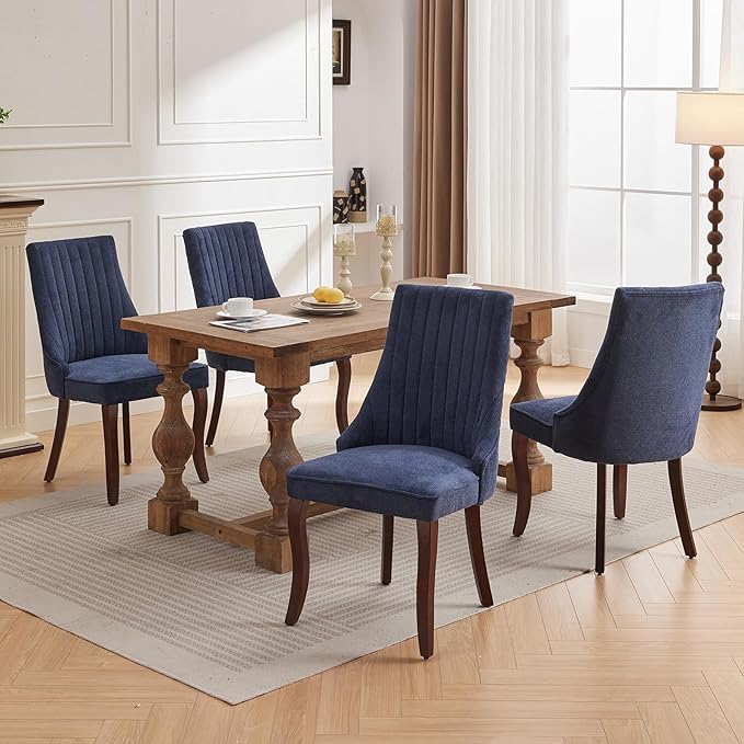 Mid Century Dining Chairs Set of 6, Navy Modern Kitchen & Dining Room Cha...