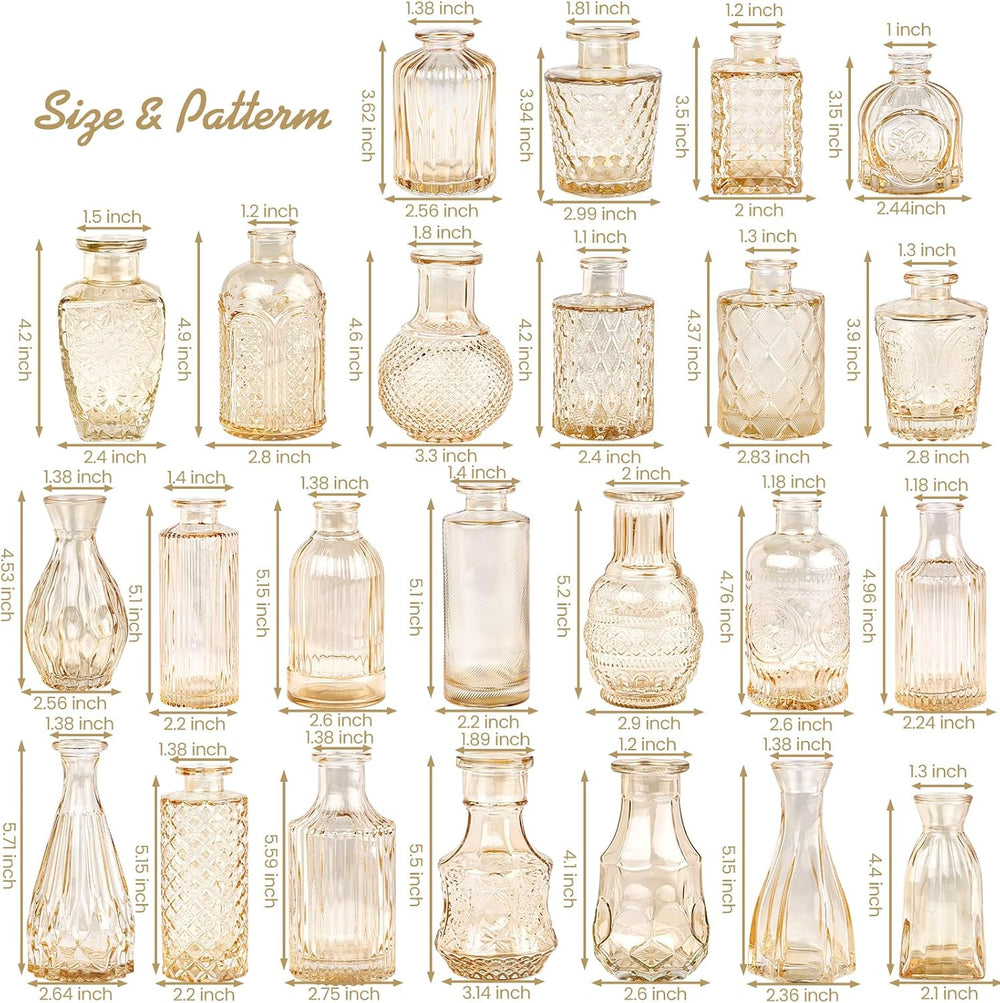 TBWIND 24pcs Amber Glass Bud Vases Set