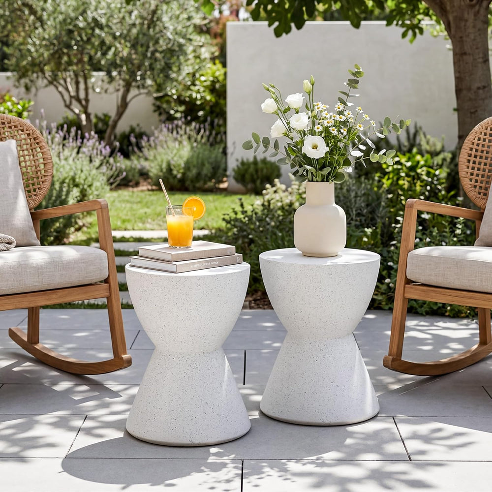 SUNBURY Outdoor Concrete Side Table, 19" H Cement Accent Coffee Table