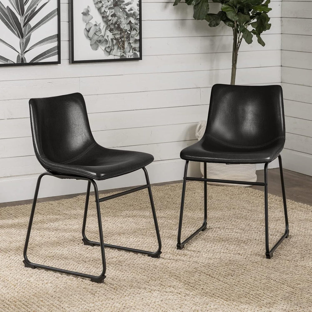 LEMBERI Faux Leather Dining Chairs Set of 2, 18 Inch Modern Kitchen & Din...