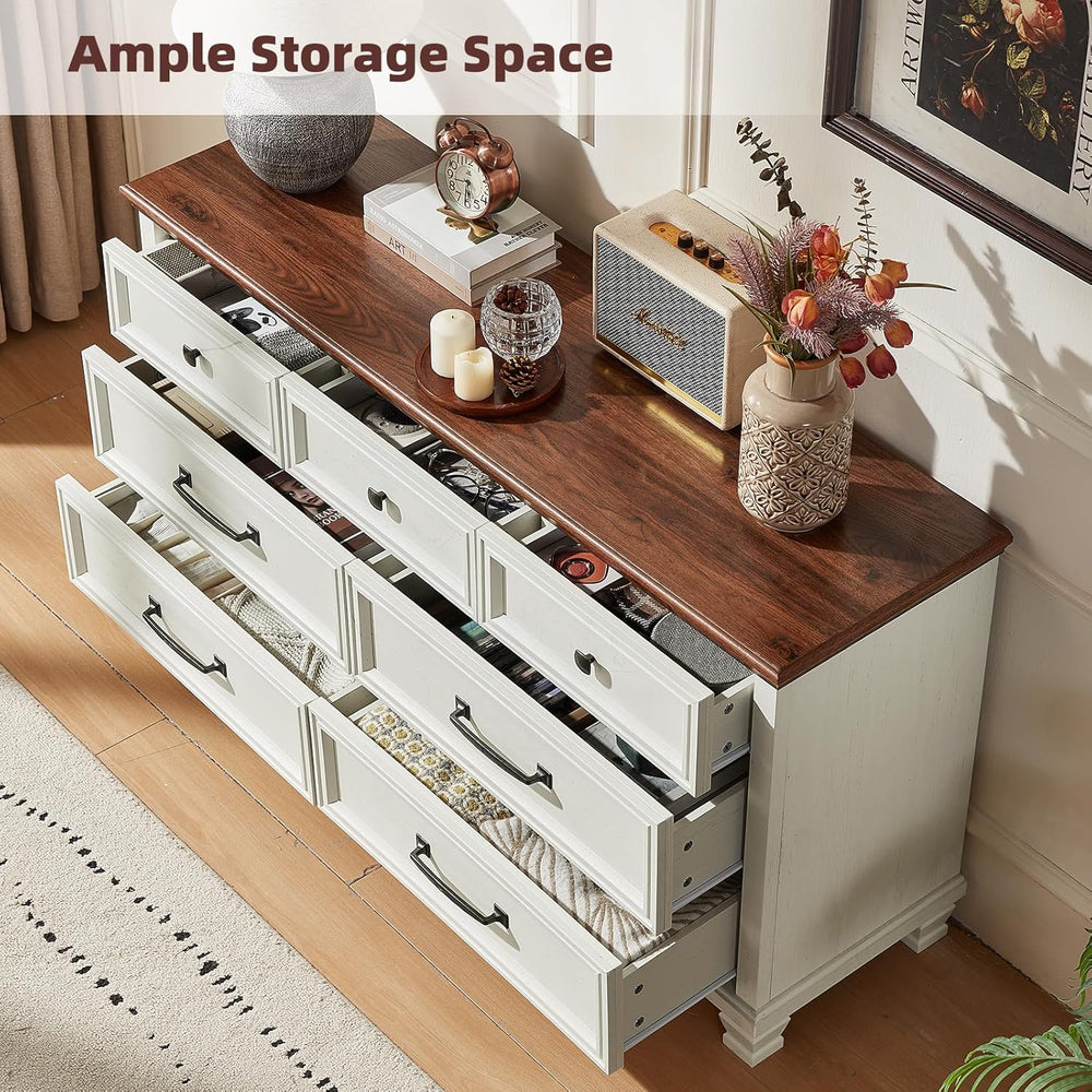 SAVOR LIFE Farmhouse Dresser and Nightstand Sets 3 Piece, White