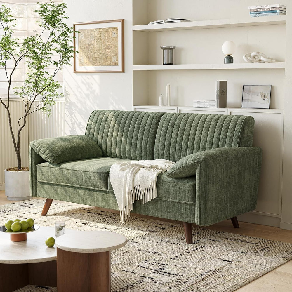 ONBRILL 64.5" Loveseat Sofa, Chenille Loveseat Couch for Living Room, Green