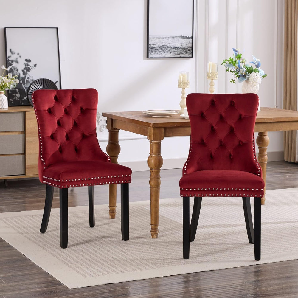 KEIKI Tufted Dining Room Chairs Set of 2, Velvet Kitchen Nailhead Trim Chairs...