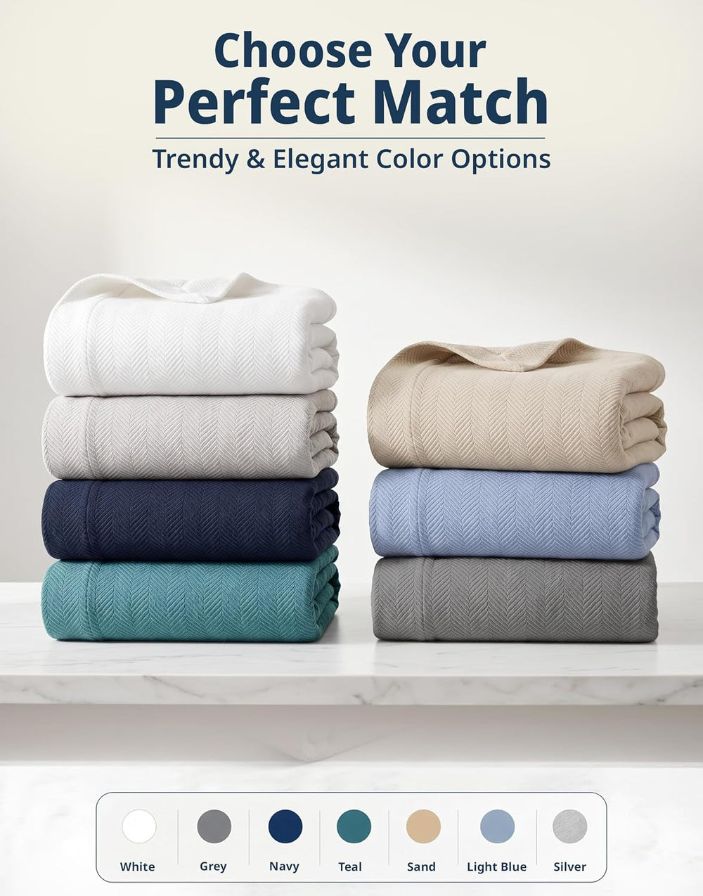 Lane Linen 100% Cotton Blankets Queen Size, 350 GSM Medium Weight