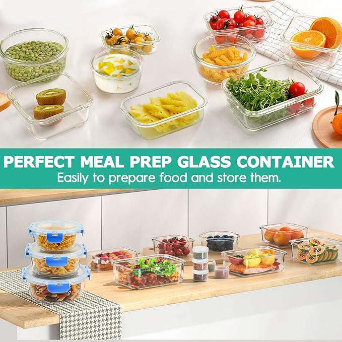34pcs Glass Food Storage Containers