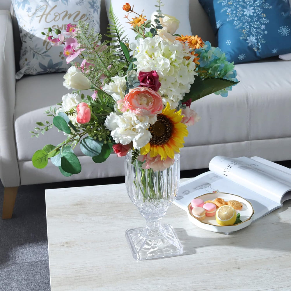Joeyan 13" Glass Urn Vase,Tall Centerpiece with Ripple Diamond Pattern,T...