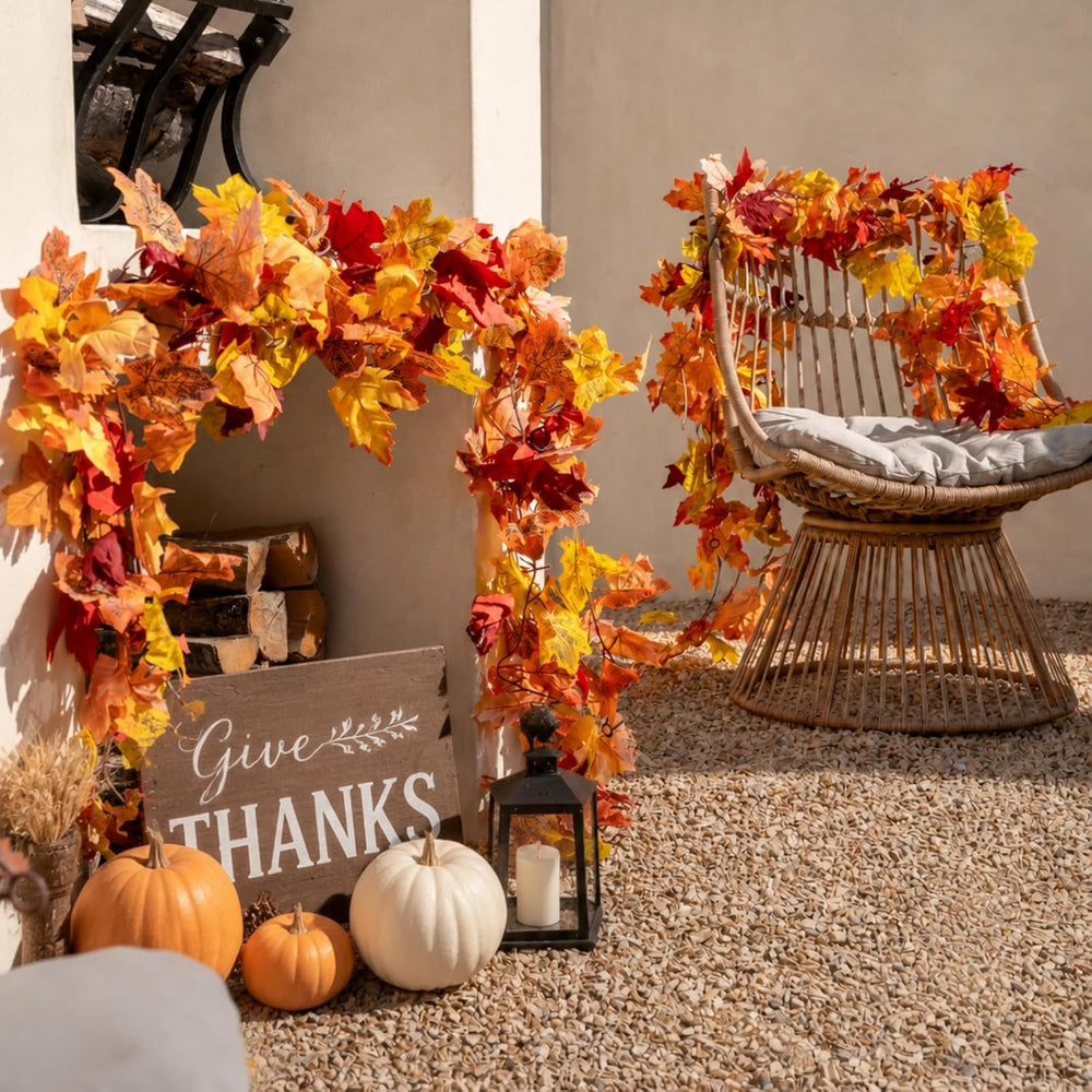 11 Pack Fall Leaf Garland, Total 64.9Ft Artificial Autumn Maple Leaves Garlan...