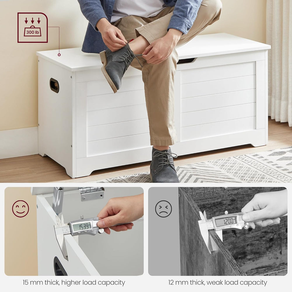 VASAGLE Storage Chest, Storage Bench with 2 Safety Hinges, Farmhouse Style, 1...