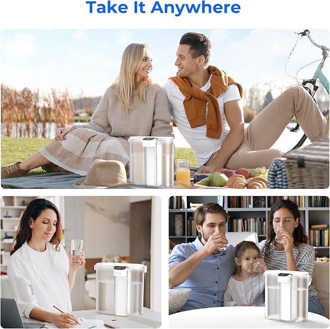 Waterdrop ED02W Compact Electric Water Filter Pitcher, 200-Gallon Rechargeable