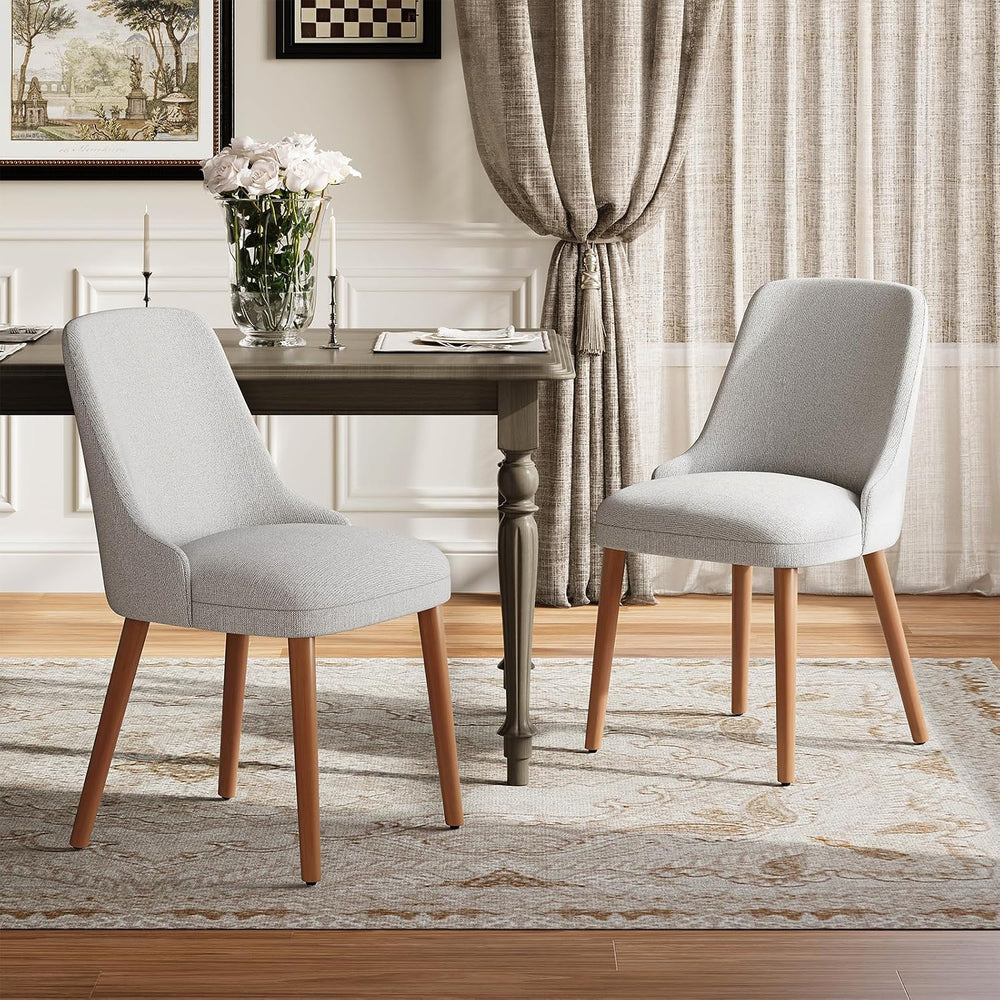 Dining Room Chair Set of 2, Upholstered Kitchen Chairs with Wood Legs, High-B...