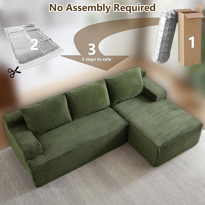 96.1" Modular Sectional Sofa Couches L-Shape Couch 3 Seat Modular Sofa C...