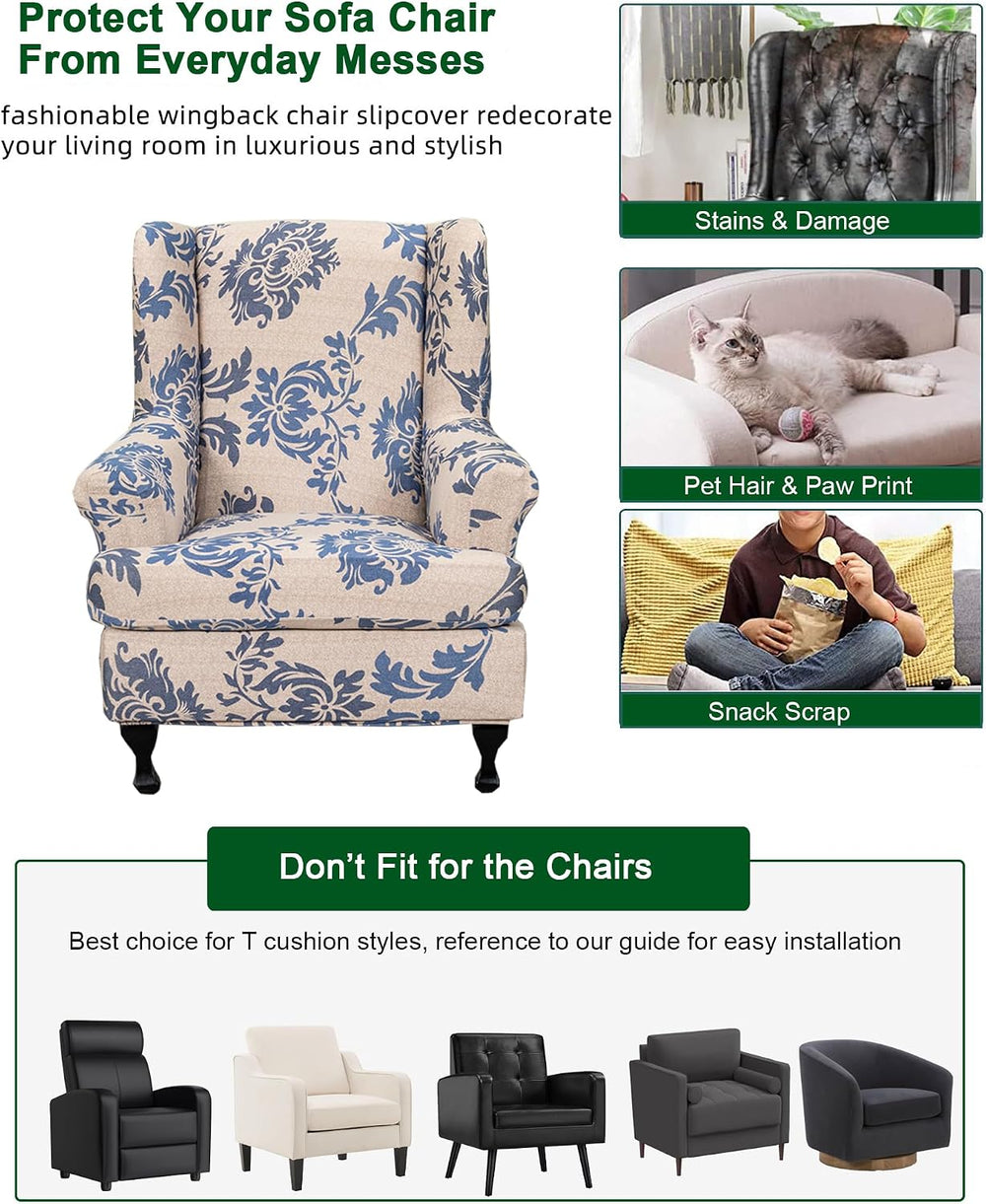CRFATOP Wingback Chair Covers Stretch Armchair Slipcovers for Living Room