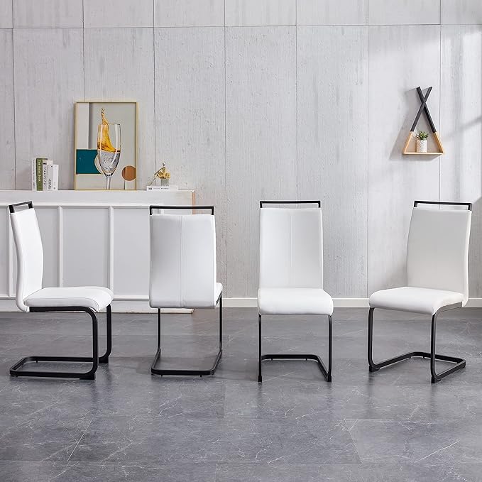 AZmac Modern Leather Dining Chairs Set of 4,Armless Kitchen Chairs,Dining Roo...