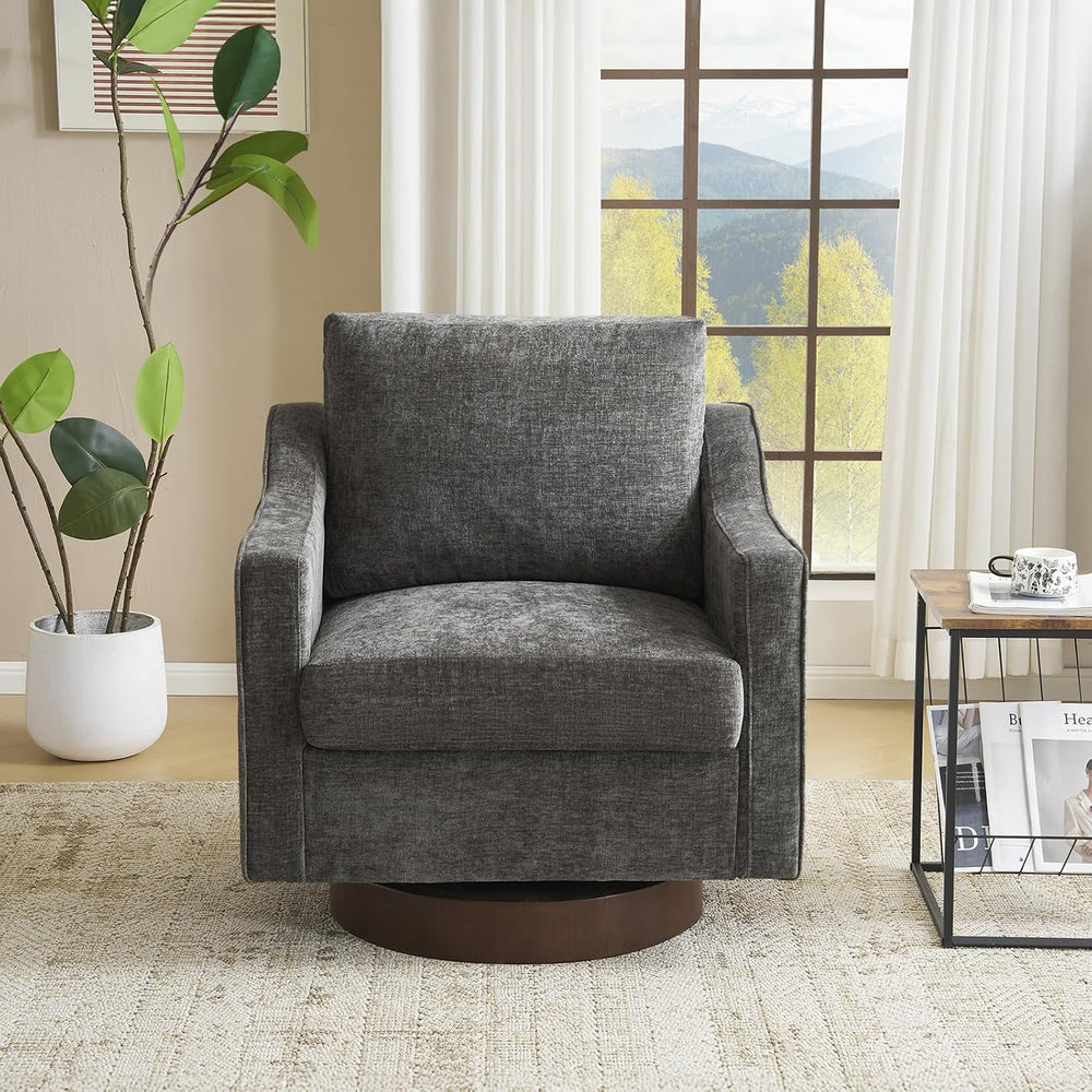 VINGLI Mid-Century Modern Swivel Accent Chair, 360°Upholstered Armchair, Home...