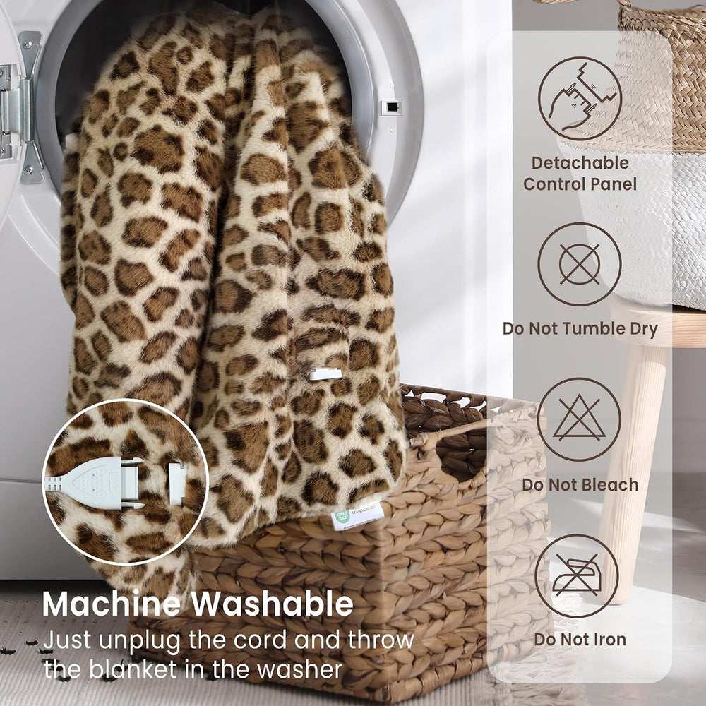 Luxury Faux Fur Heated Blanket Electric Twin
