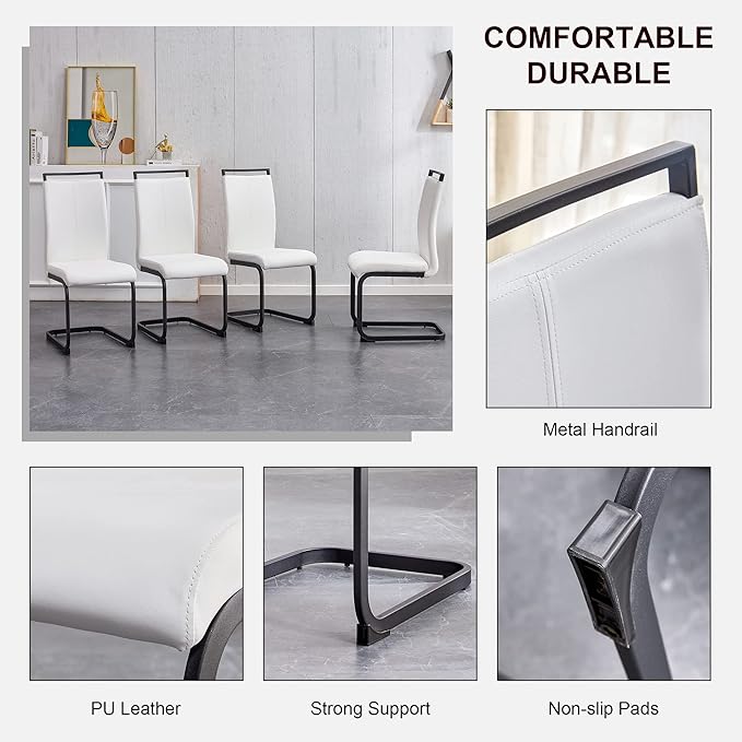 AZmac Modern Leather Dining Chairs Set of 4,Armless Kitchen Chairs,Dining Roo...