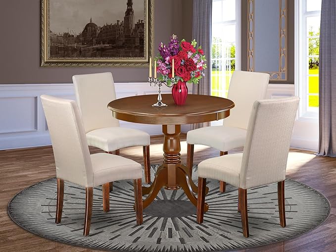 East West Furniture ANDR5-MAH-01 5 Piece Kitchen Table & Chairs Set Inclu...