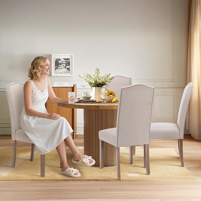 Upholstered Dining Chair Modern Stylish Parsons Kitchen Diner High Back with ...