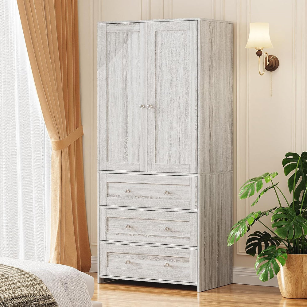 VOWNER 71" Tall Armoire Wardrobe Closet with Drawers and Mirror