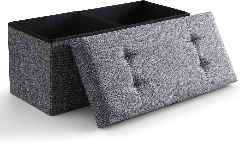 Storage Ottoman Bench Foldable Seat Footrest Shoe Bench End of Bed Storage wi...