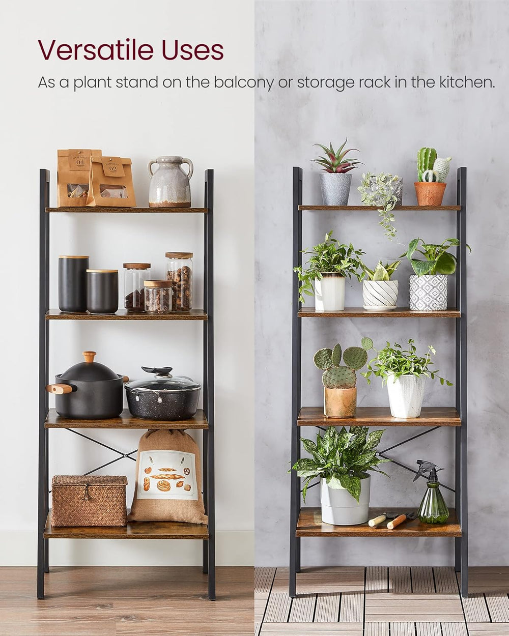 VASAGLE BARNET Collection - Ladder Shelf, Bookshelf, Storage Rack, Modern Boo...