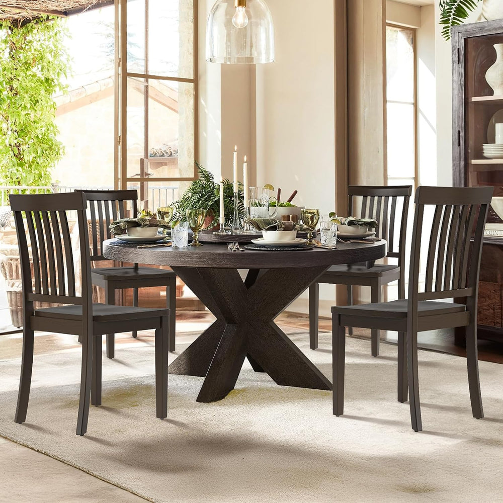 COLAMY Wooden Dining Chairs Set of 4, Spindle High Back Windsor Kitchen Side ...