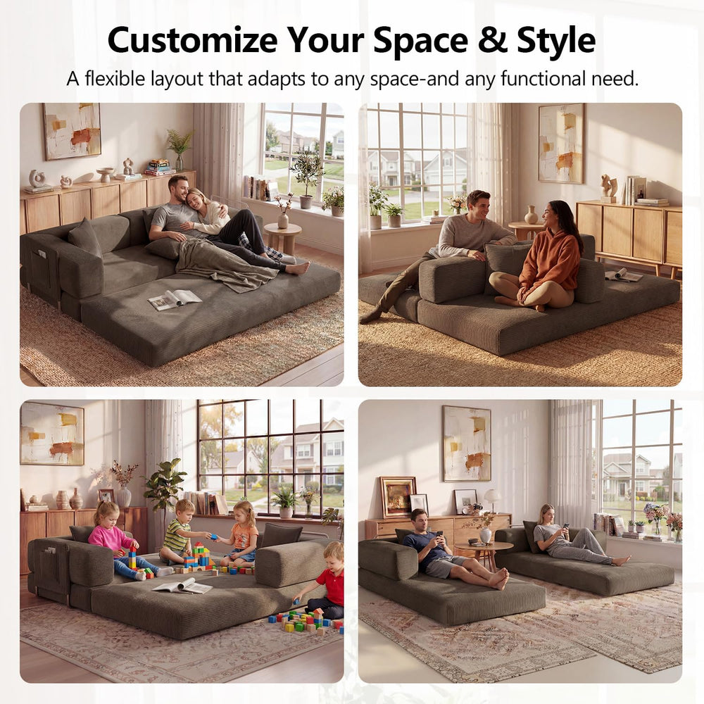 79" Convertible Futon Sofa Bed, Boneless Couch for Living Room