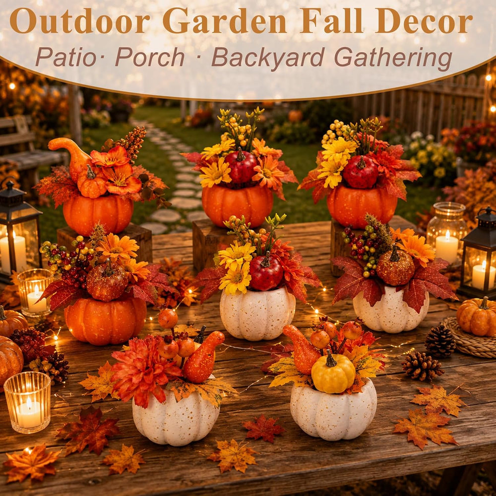 8 PCS Faux Pumpkins Mini Artificial Pumpkins for Fall Halloween Thanksgiving ...