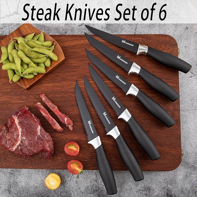 Black Knife Set, Howashin 15 Pieces Knife Sets