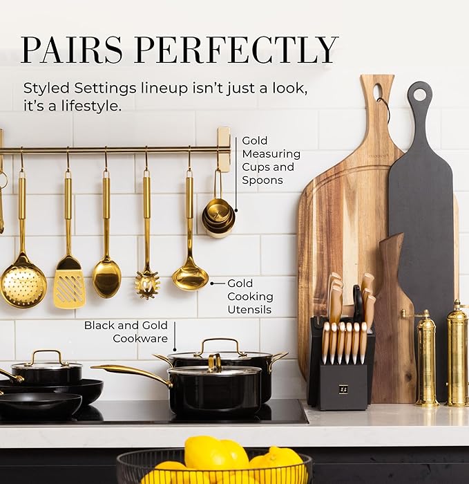 Black and Gold Knife Set for Kitchen