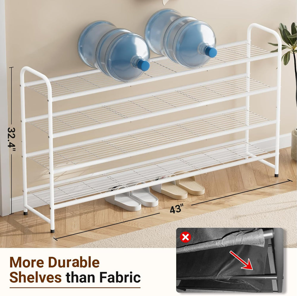 KEETDY 4-Tier Long Shoe Rack for Closet Floor, Wide Shoe Organizer Storage, S...