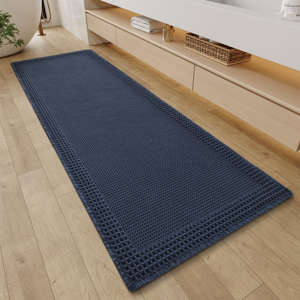RESARE Waffle Bathroom Runner Rugs, Super Absorbent Bath Mat Non Slip Washable