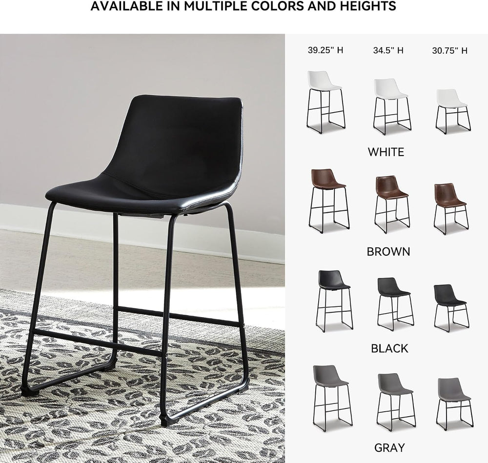 Signature Design by Ashley Counter Height Bar Stool, Set of 2, Black