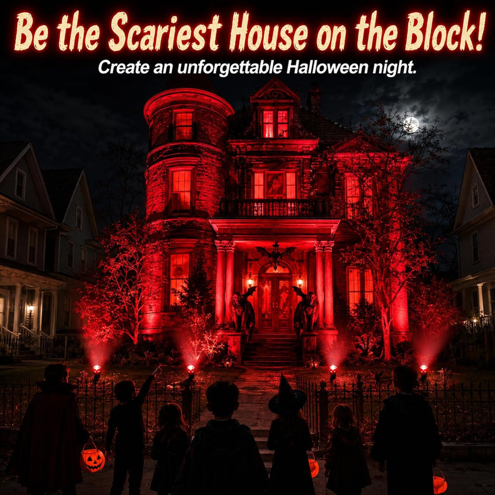 Rossesay 4 Pcs Halloween Red Spotlight Outdoor Plug in