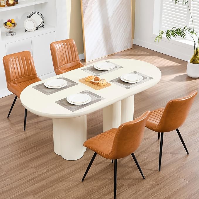 Dining Chairs Set of 2, Modern Dining Chairs with Thick Cushions, PU Leather ...
