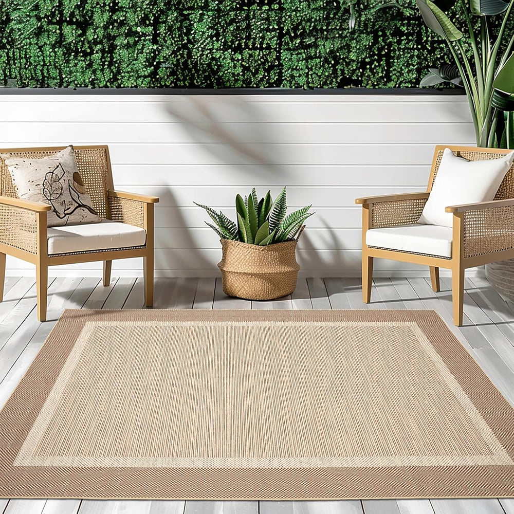ILANGO Jute Area Rugs for Outdoor, Patio Woven Washable Rugs 5'x7', N...