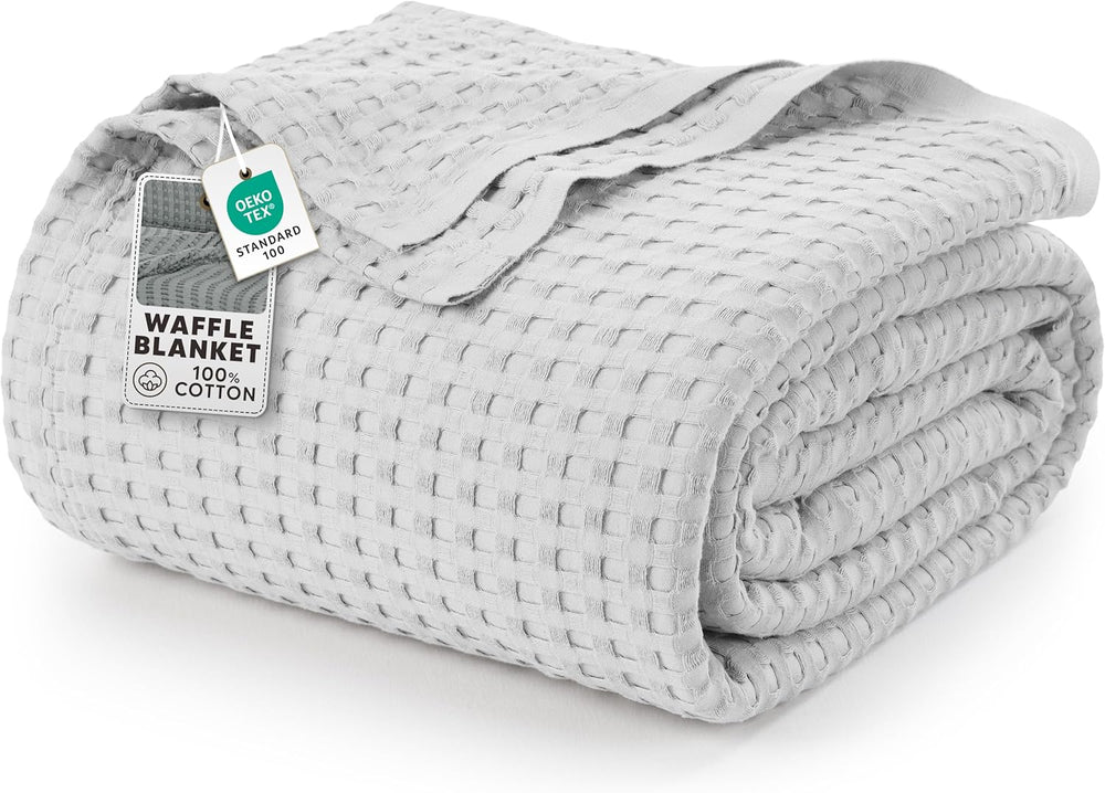 Utopia Bedding 100% Cotton Waffle Blanket Queen Size Silver, 90x90 Inch