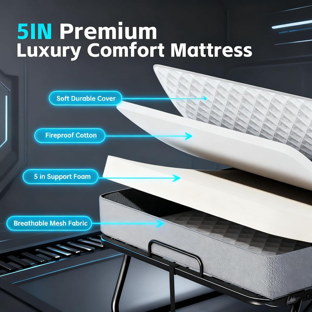 Pataku Folding Bed with Mattress, 75"x31" Roll Away Frame, 5" ...