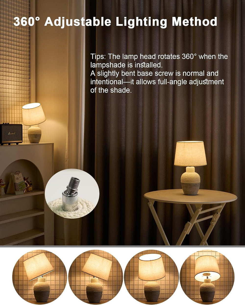 UMEXUS 13" Small Cordless Rechargeable Battery Table Lamp, Coastal Ceramic