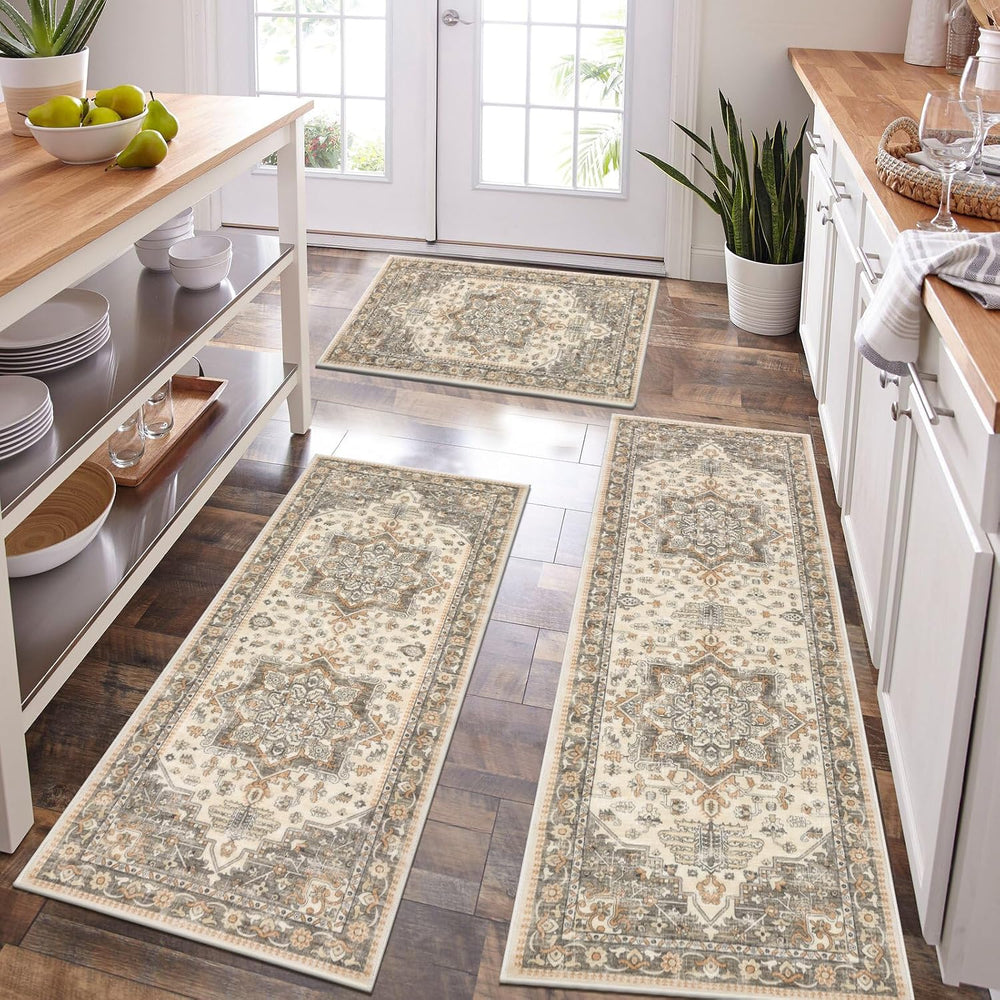 HEBE Boho Kitchen Rug Sets 3 Piece