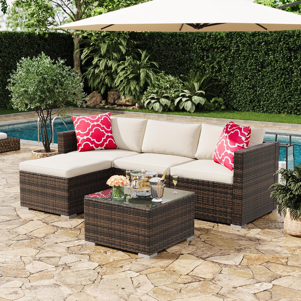 GAOMON 5-Piece All-Weather Patio Furniture Set, Convertible Outdoor Sectional...