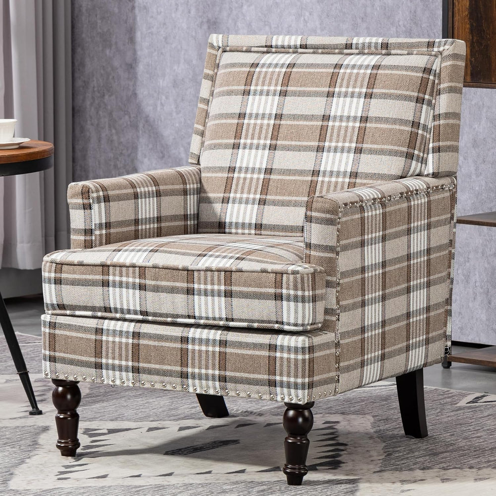 Accent Chair, Plaid Gingham Cozy Comfy Modern Accent Chairs